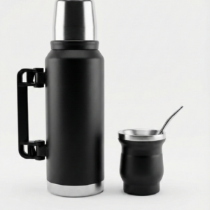 Set de Mate Premium "Adventure": Termo 1000ml + Mate de Diseño con Bombilla