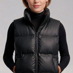 Chaleco Puffer Negro Mate Técnico - Minimalismo Urbano y Abrigo Ligero