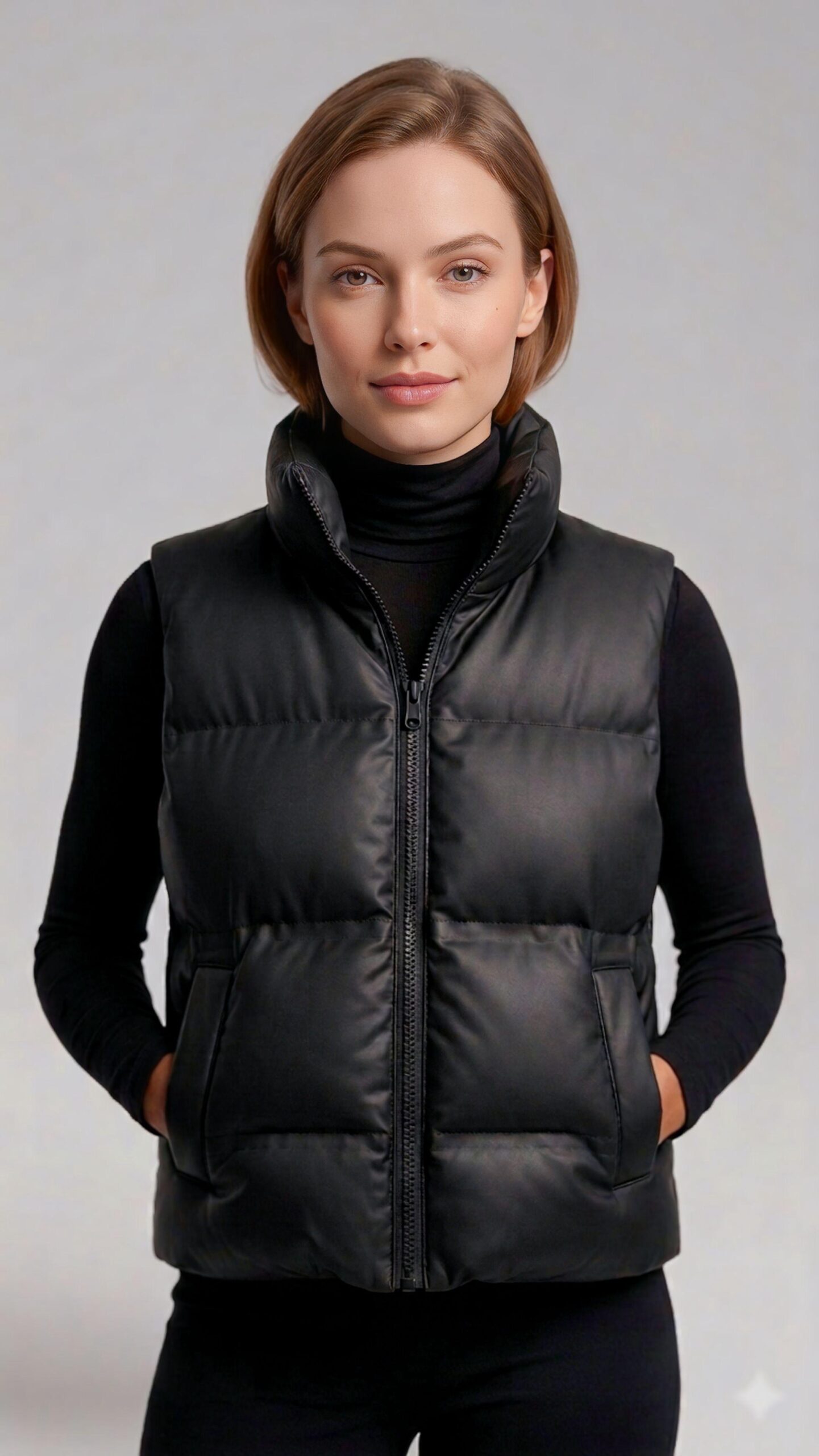 Chaleco Puffer Negro Mate Técnico - Minimalismo Urbano y Abrigo Ligero