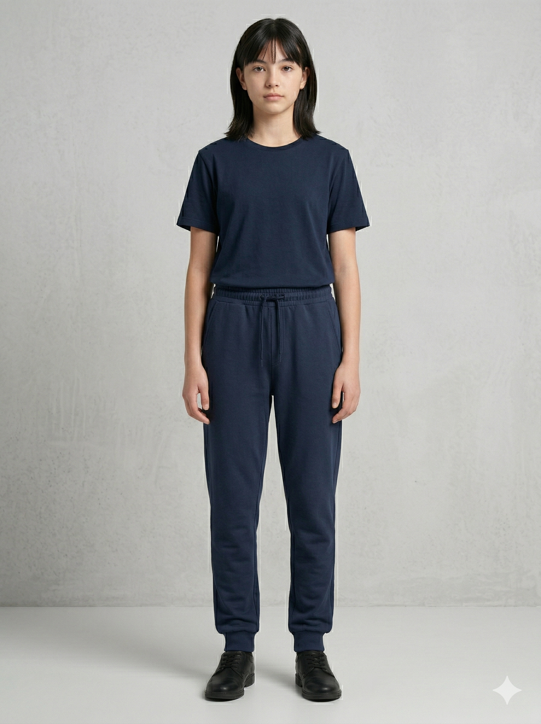 Pantalón De Algodón Colegial Unisex Con Puños - Azul Marino - Imagen 2