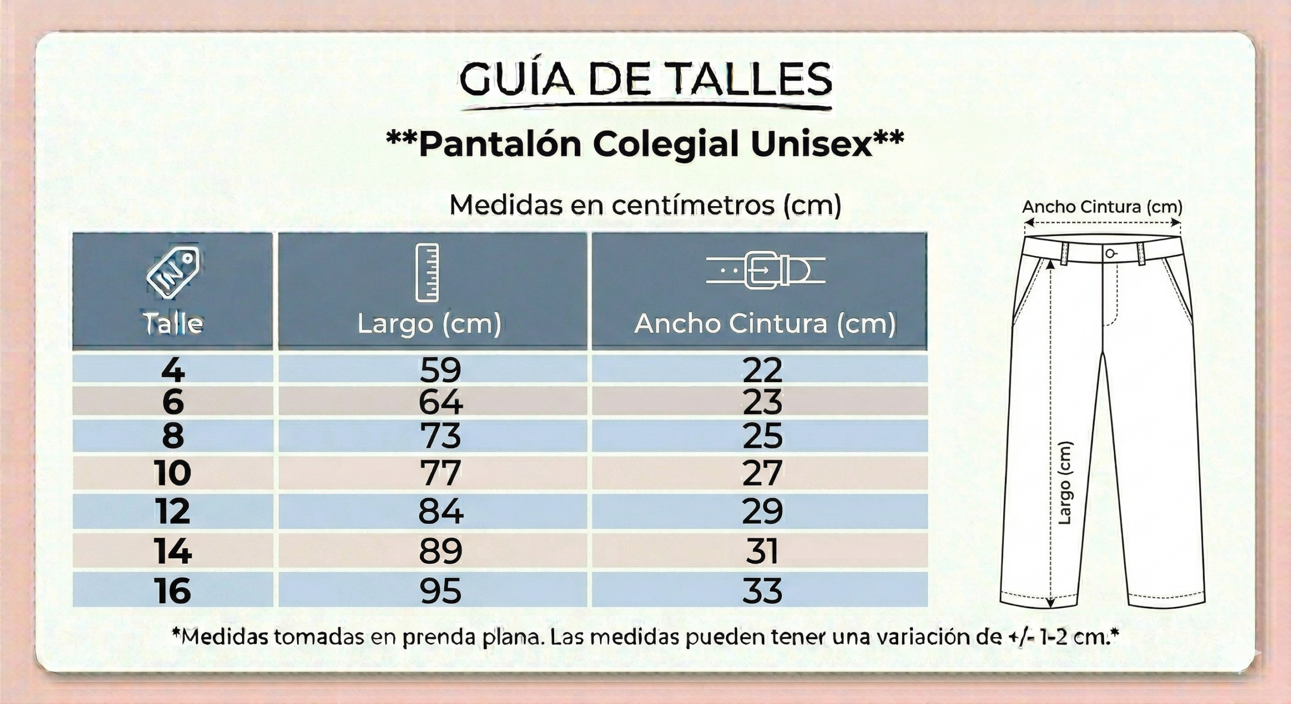 Pantalón De Algodón Colegial Unisex Con Puños - Azul Marino - Imagen 3