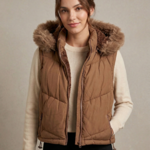 Chaleco Puffer Dama con Piel