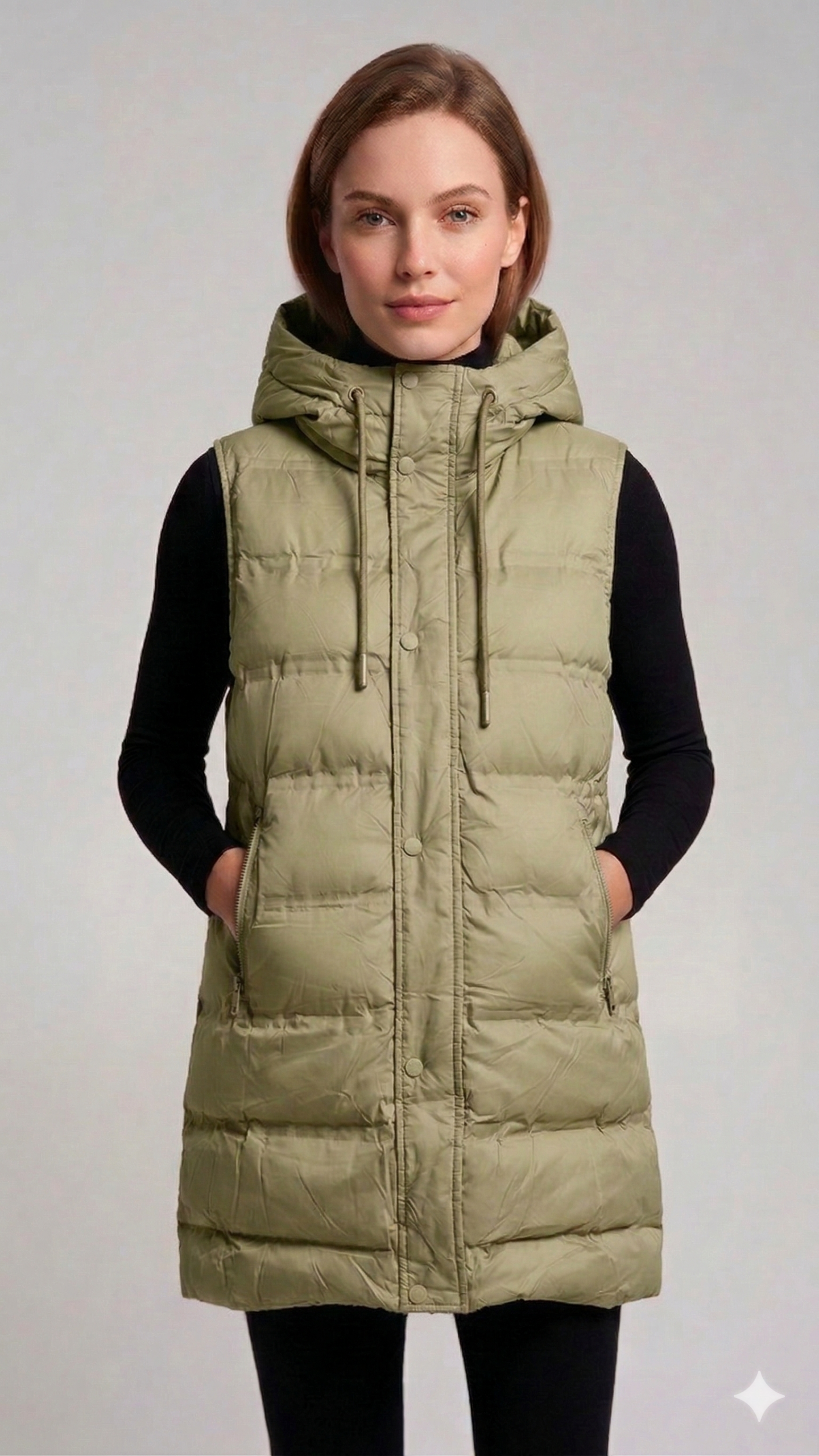 Chaleco Largo Puffer Dama Tapado Con Capucha - Imagen 4