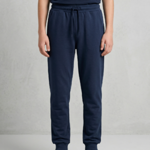 Pantalón De Algodón Colegial Unisex Con Puños - Azul Marino