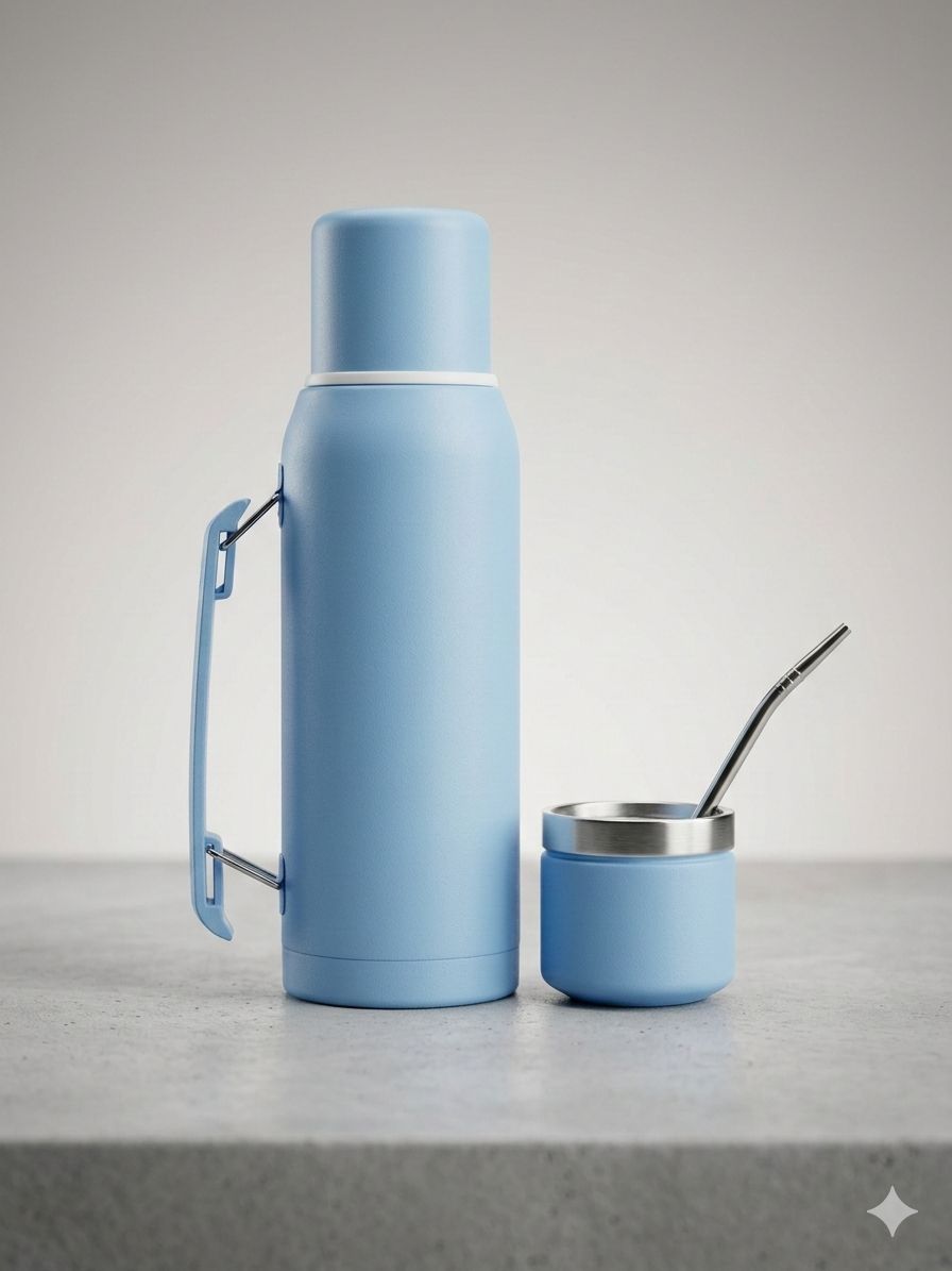 Set Matero Premium Termo 1L + Mate Acero Inoxidable + Bombilla