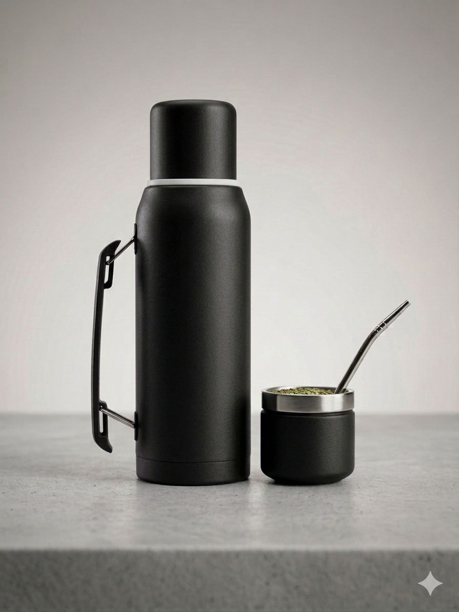 Set Matero Premium Termo 1L + Mate Acero Inoxidable + Bombilla - Imagen 3