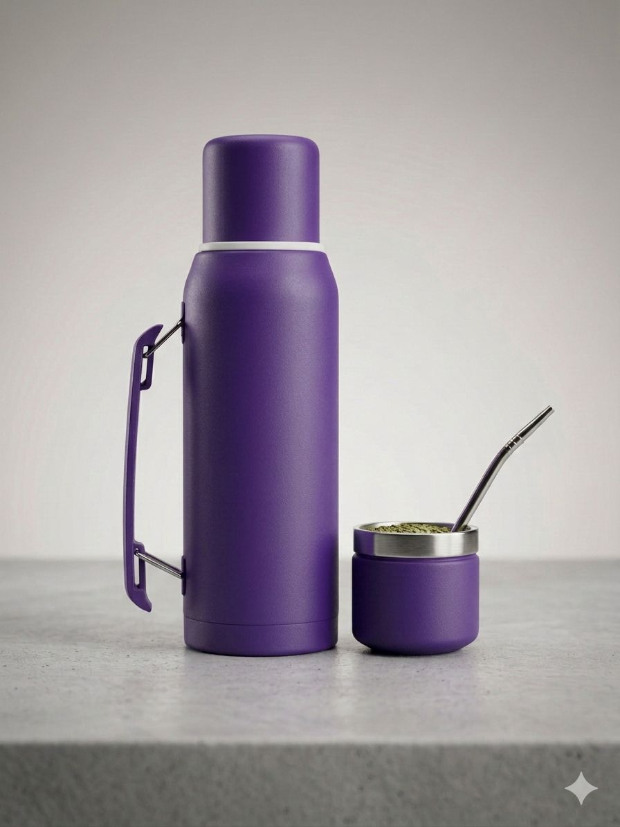 Set Matero Premium Termo 1L + Mate Acero Inoxidable + Bombilla - Imagen 2