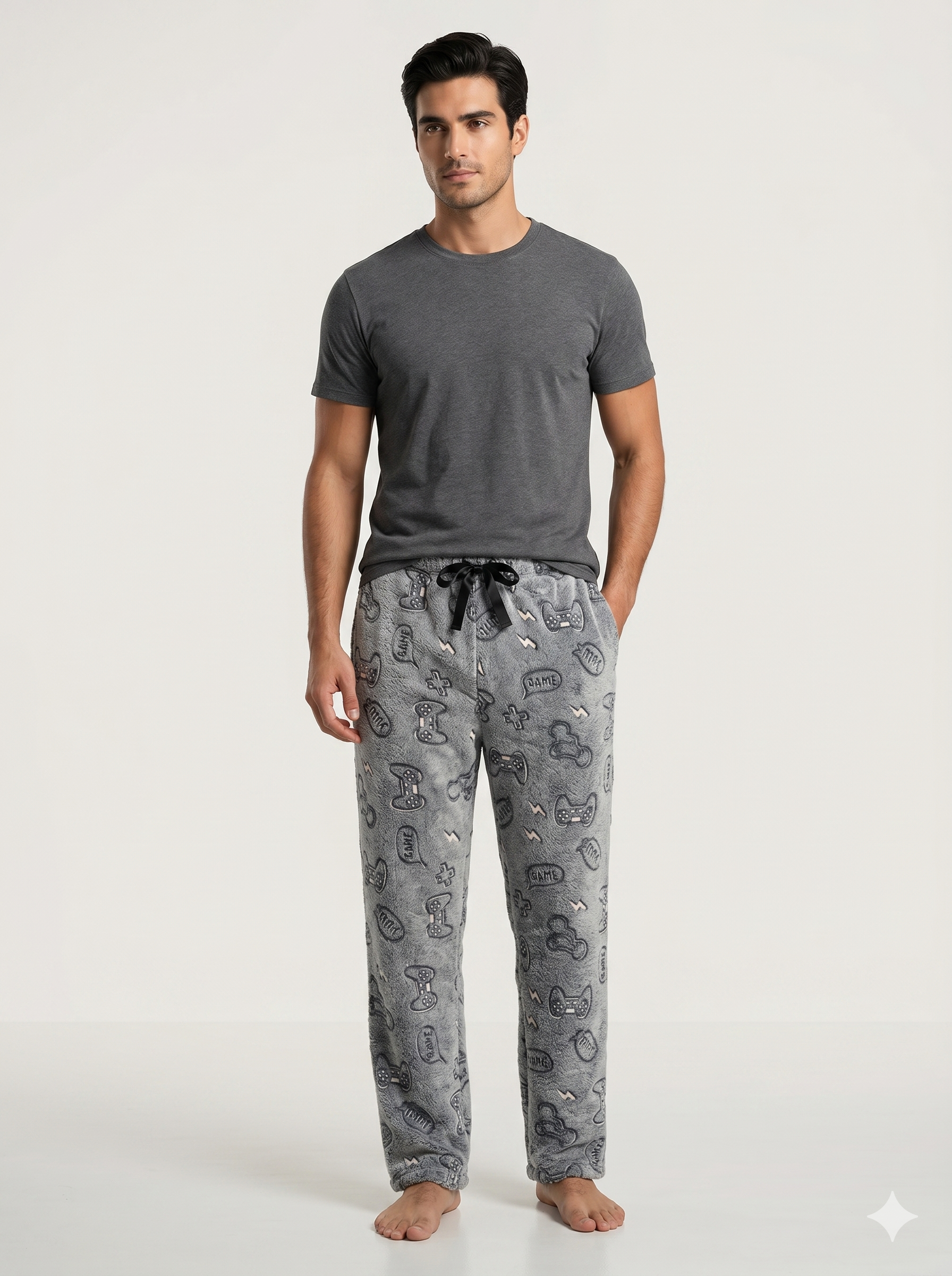 Pantalón de Pijama "Gamer Elite" en Fleece Ultra Suave – Gris Oxford - Imagen 2