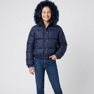 Campera Puffer Niña con Piel - Capucha Desmontable Premium