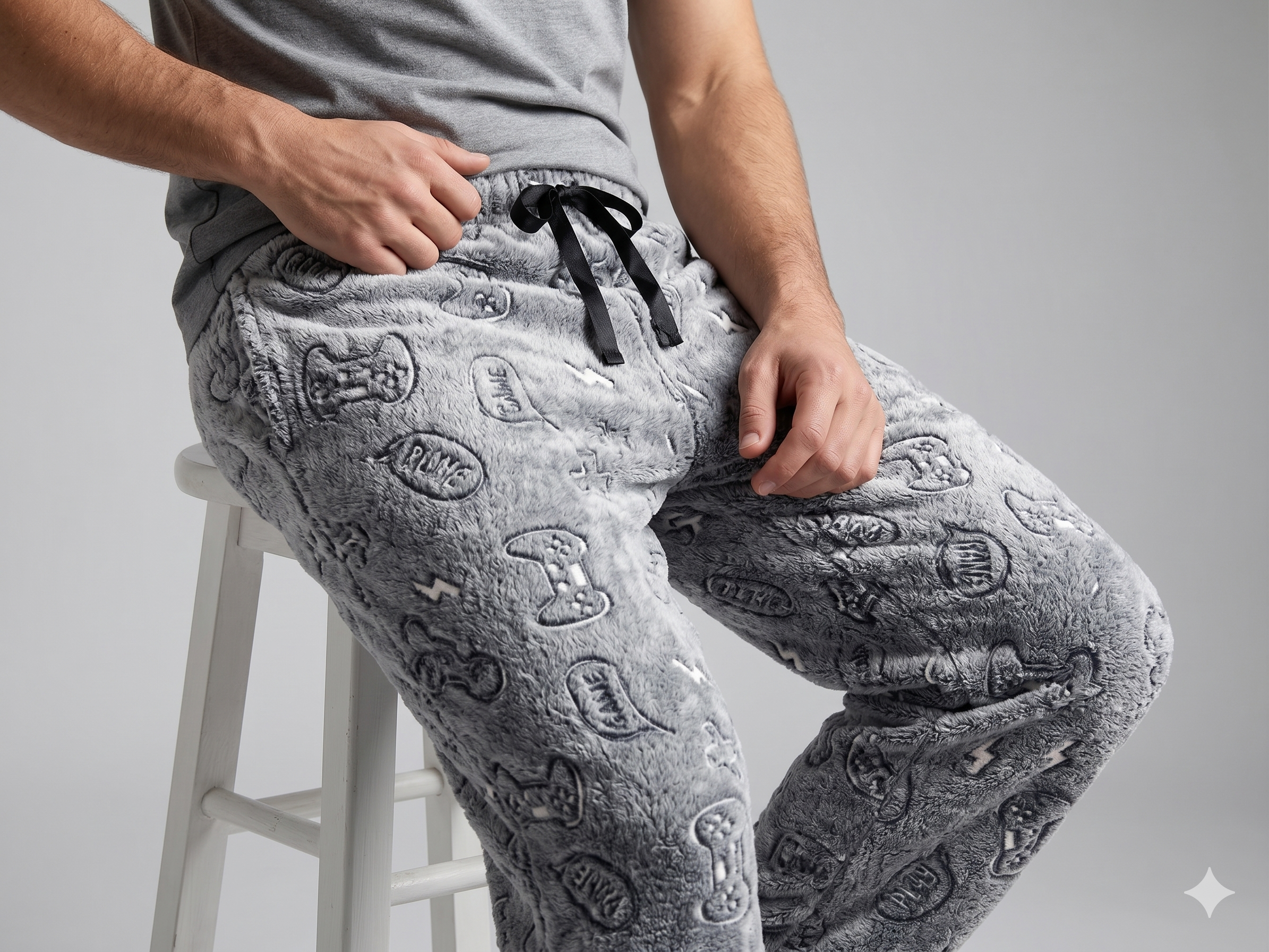 Pantalón de Pijama "Gamer Elite" en Fleece Ultra Suave – Gris Oxford
