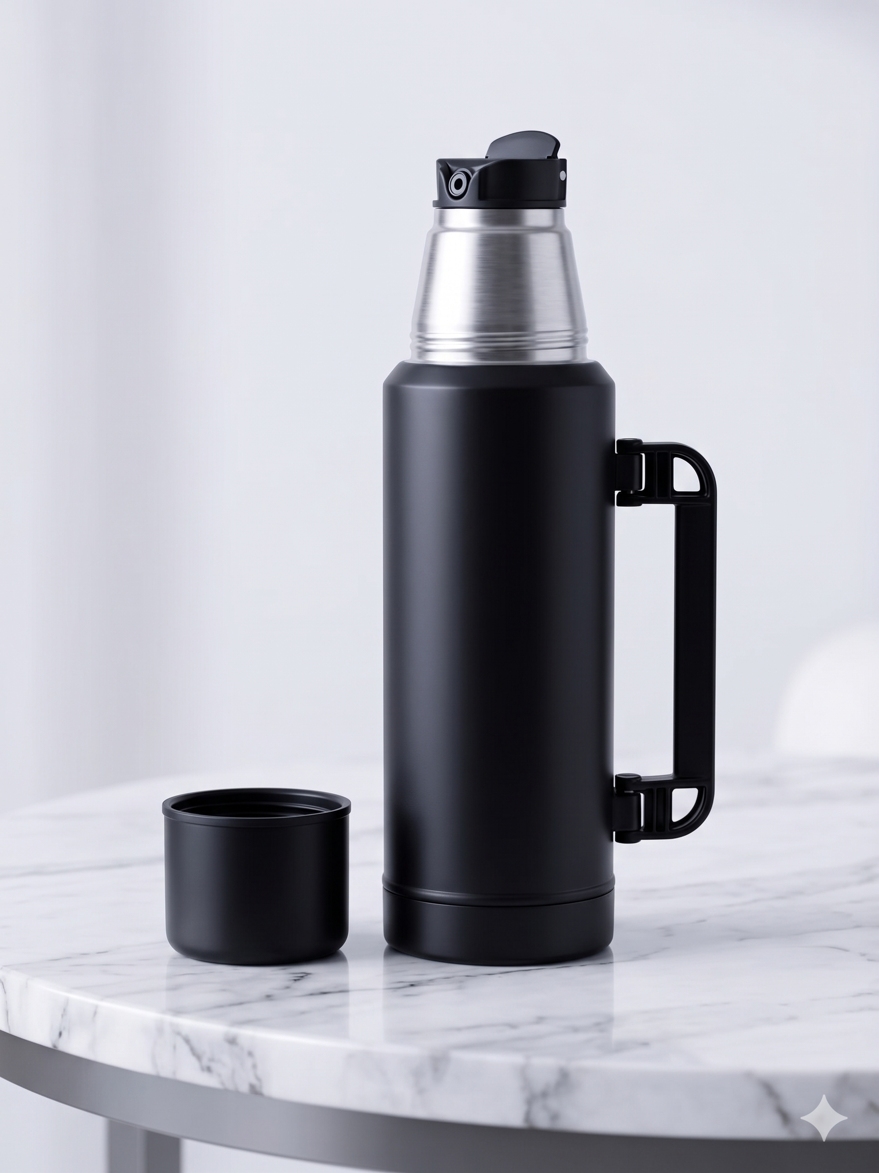 Termo Acero Inoxidable Negro Mate 1.2L - Pico Vertedor Anti Derrame