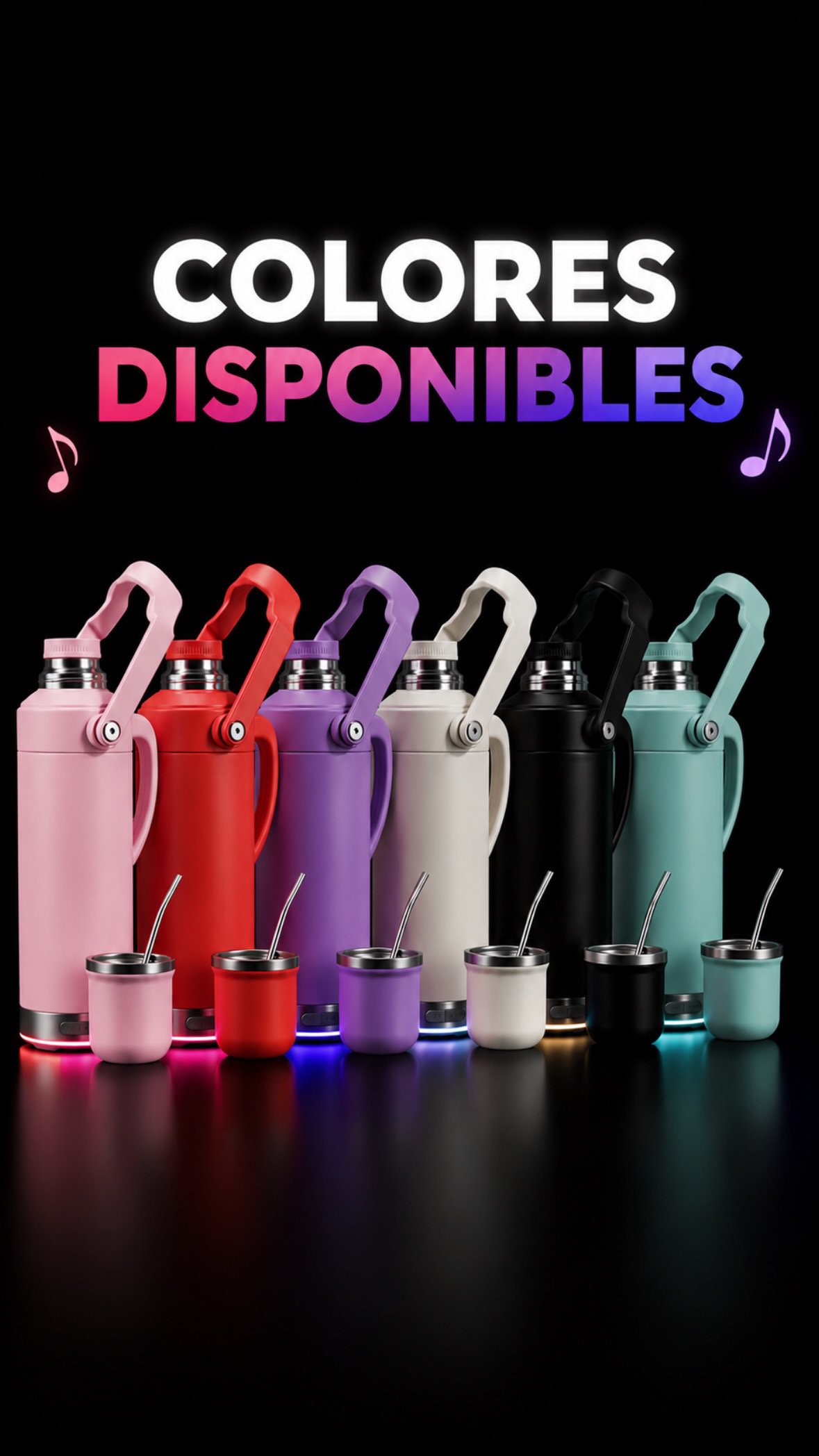 ¡La Revolución Matera! Termo Inteligente 1L con Parlante Bluetooth, Luces LED y Tapa Mate - Imagen 2