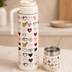 Termo Matero de Diseño Estampado 1200ml (Incluye Mate y Bombilla)