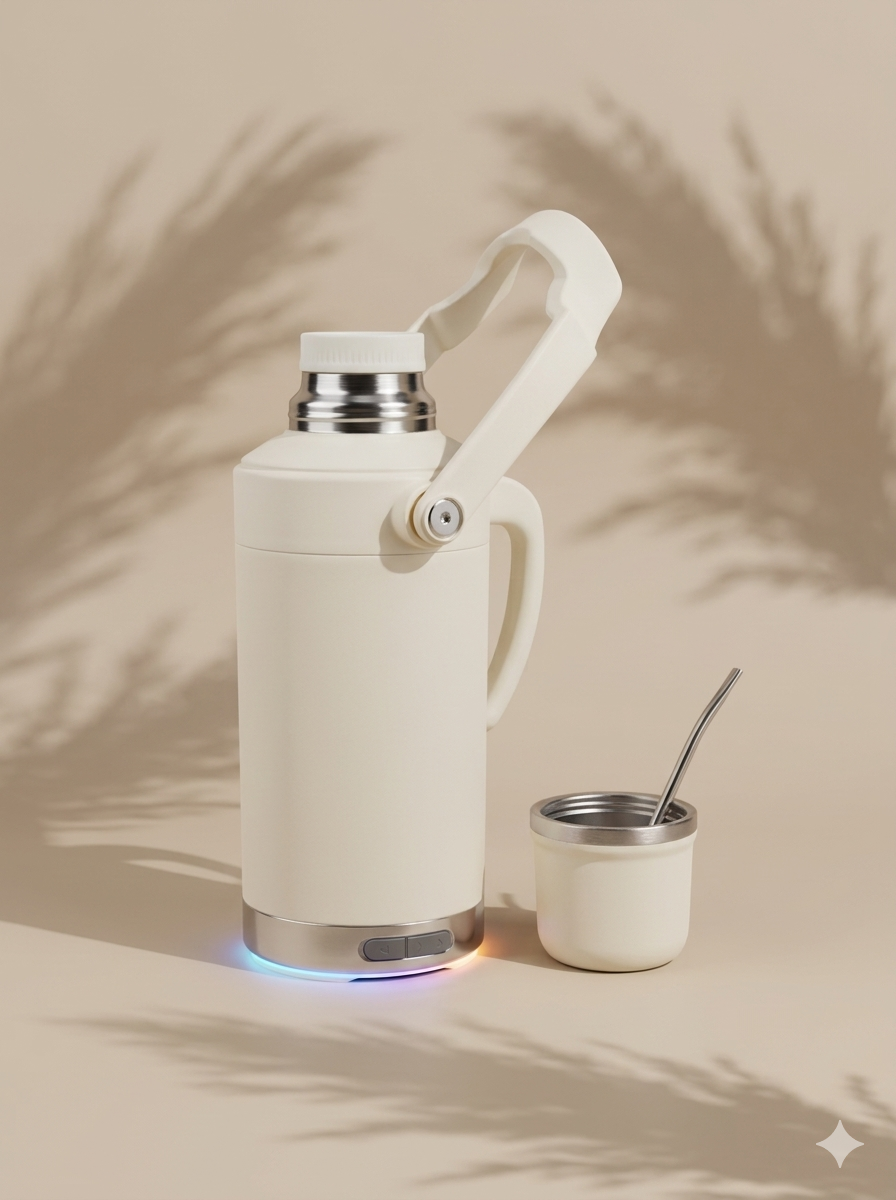 ¡La Revolución Matera! Termo Inteligente 1L con Parlante Bluetooth, Luces LED y Tapa Mate