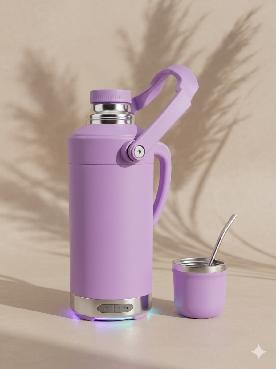 ¡La Revolución Matera! Termo Inteligente 1L con Parlante Bluetooth, Luces LED y Tapa Mate - Imagen 5