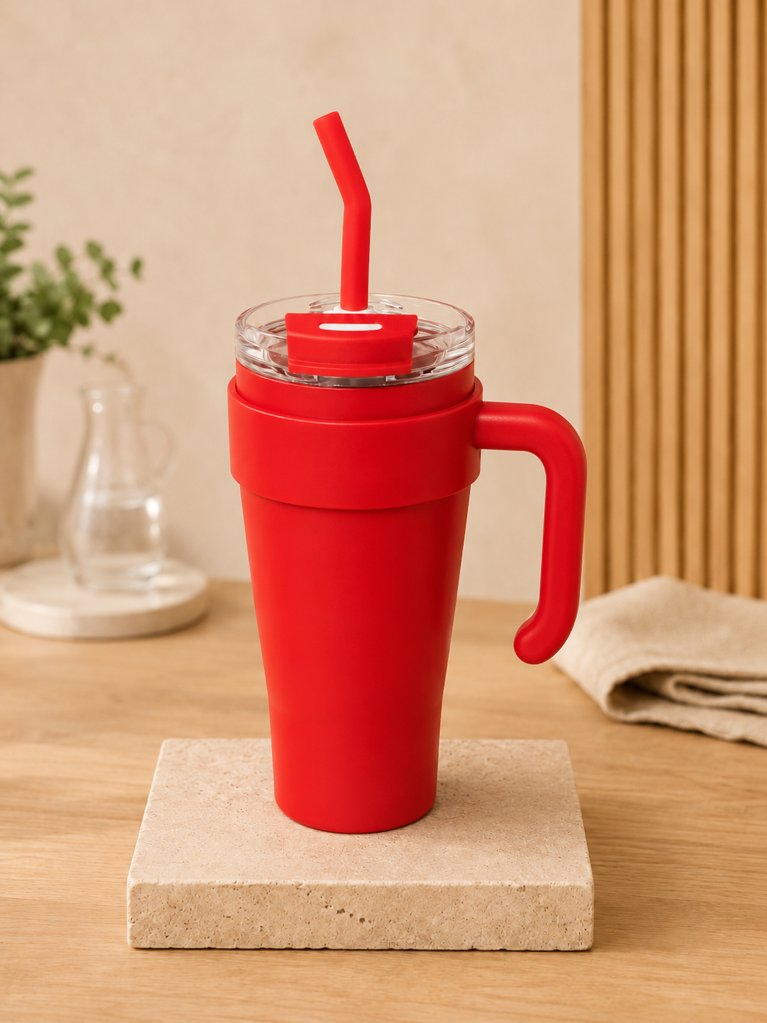 Vaso Térmico 900ml con Manija, Tapa y Sorbete - Acabado Mate - Imagen 8