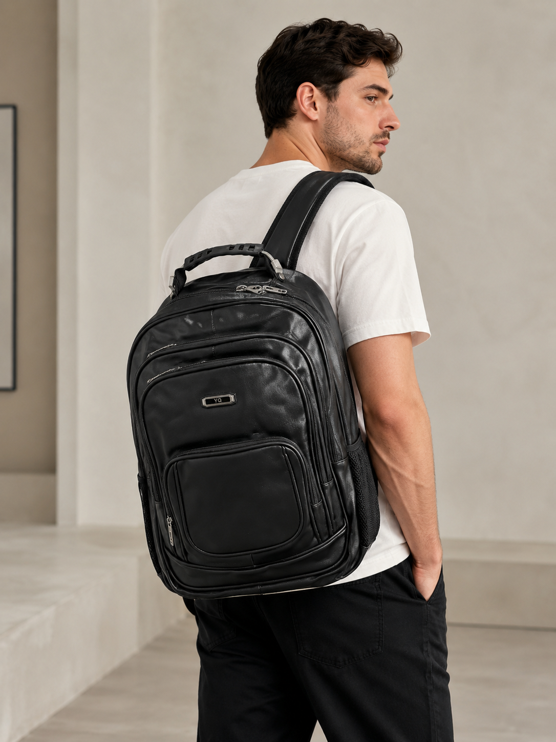 Mochila Ejecutiva Hombre Ecocuero Premium Porta Notebook Urbana