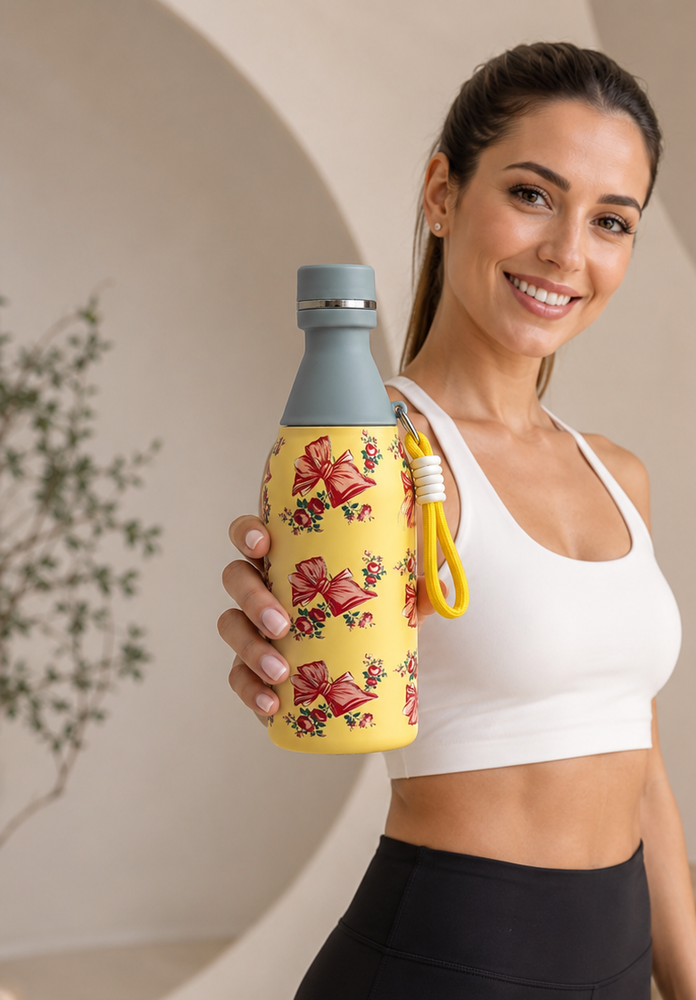 Botella Deportiva Premium para Dama | Diseños Florales y Correa de Mano