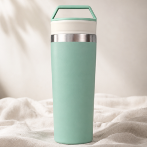 Vaso Térmico de Acero Inoxidable 700 ml con Manija y Doble Tapa