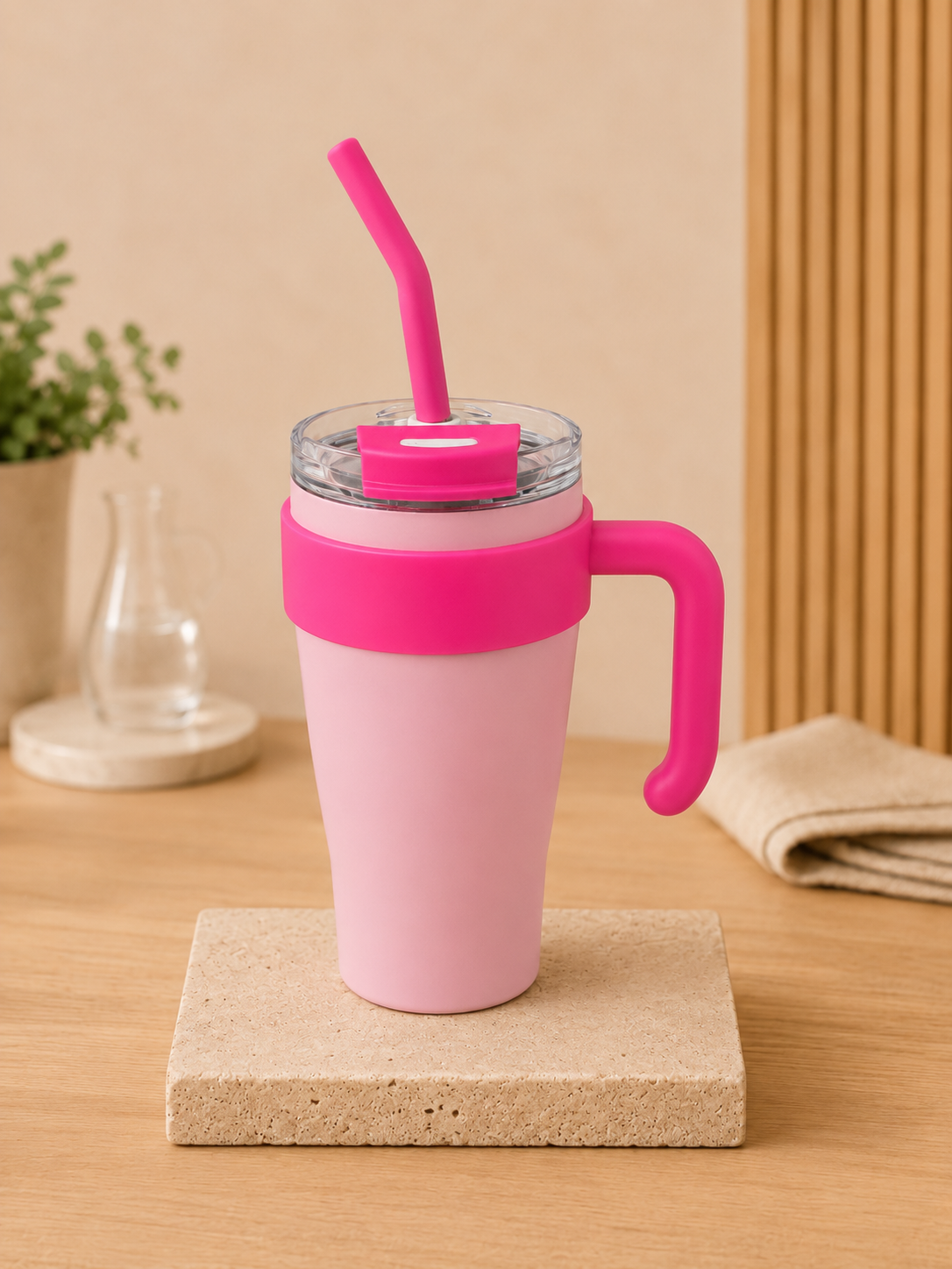 Vaso Térmico 900ml con Manija, Tapa y Sorbete - Acabado Mate - Imagen 7