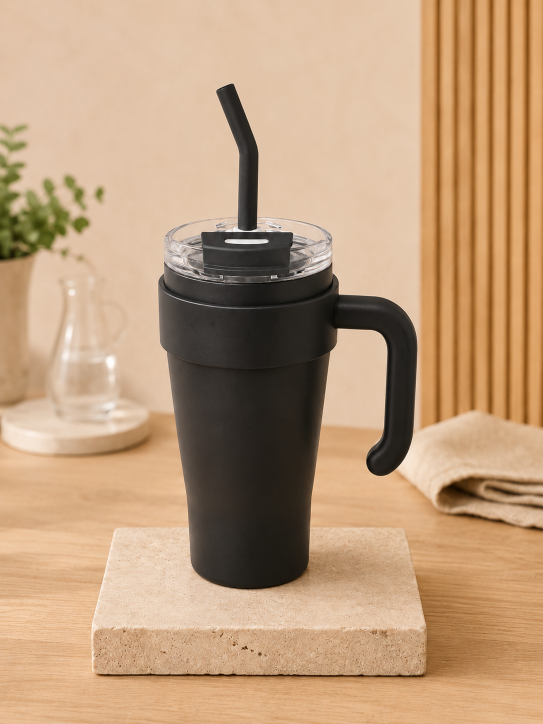 Vaso Térmico 900ml con Manija, Tapa y Sorbete - Acabado Mate - Imagen 6