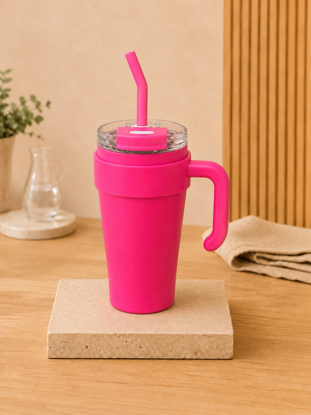 Vaso Térmico 900ml con Manija, Tapa y Sorbete - Acabado Mate - Imagen 5