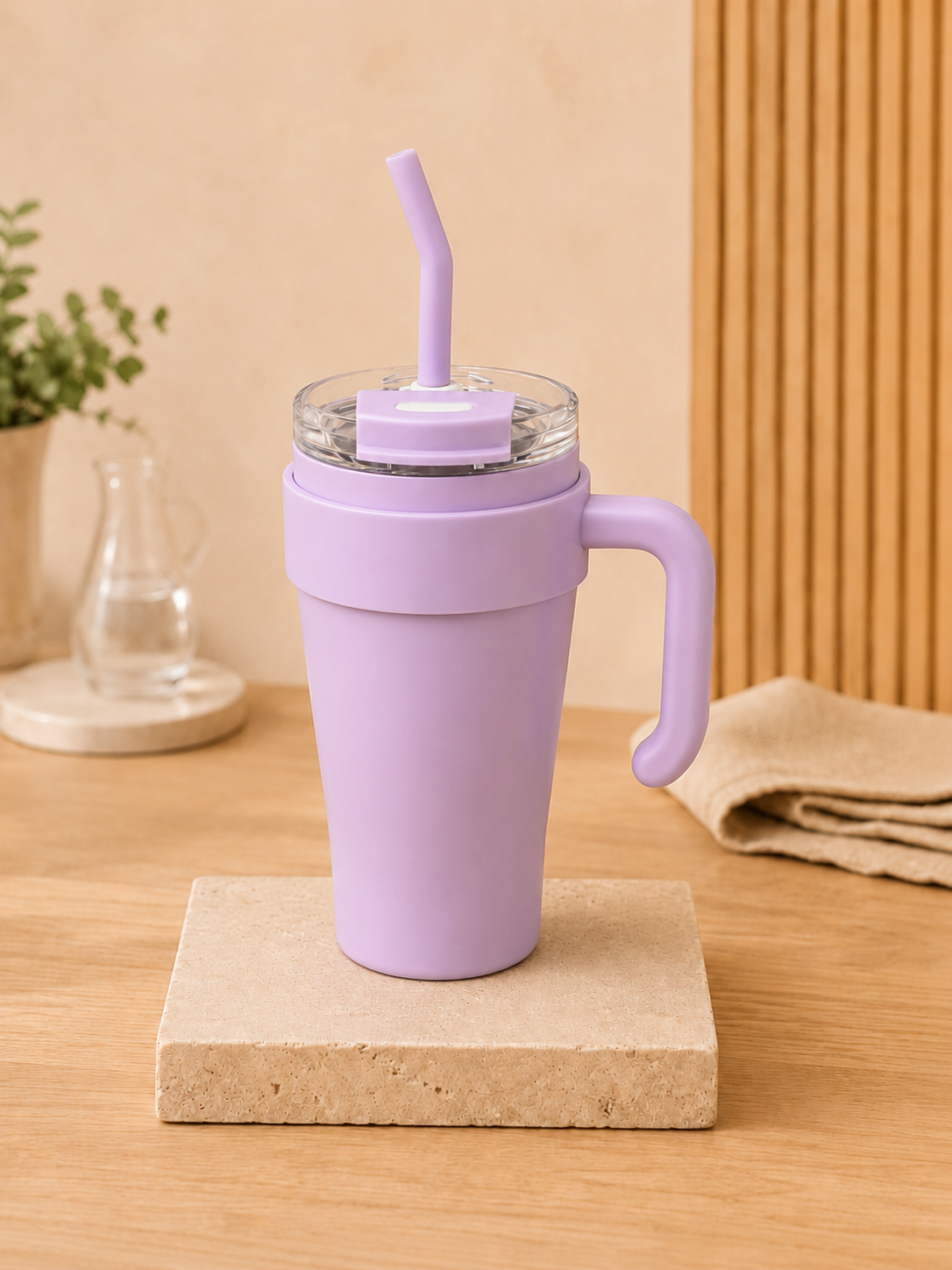 Vaso Térmico 900ml con Manija, Tapa y Sorbete - Acabado Mate - Imagen 4