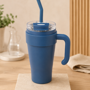 Vaso Térmico 900ml con Manija, Tapa y Sorbete - Acabado Mate