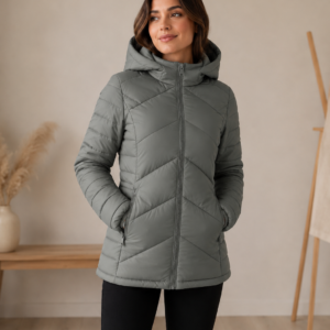 Campera Larga Puffer Mujer con Capucha Desmontable (Tipo Tapado)