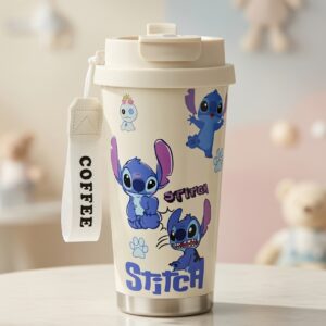 Termo Cafetero de Stitch con Correa Portátil | Acero Inoxidable y Tapa Hermética