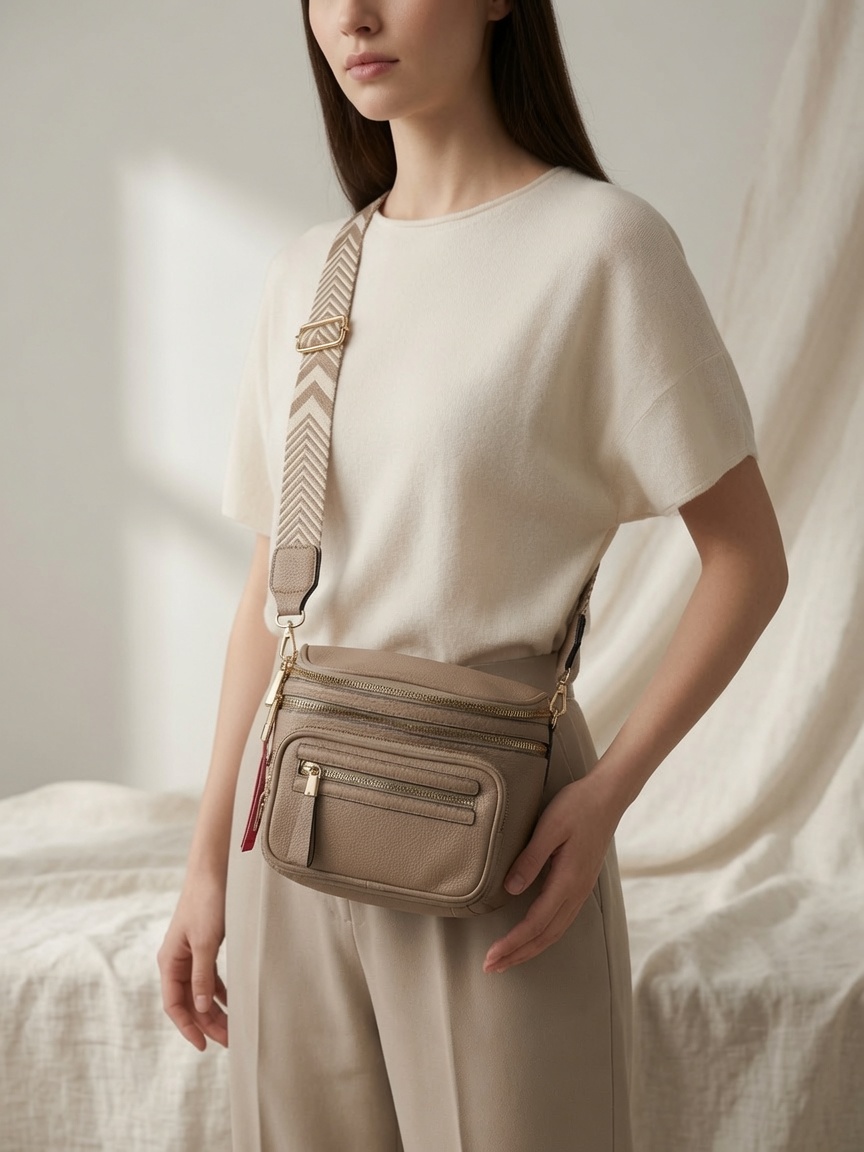 Cartera Bandolera Multicompartimento con Correa Ancha Regulable - Imagen 4