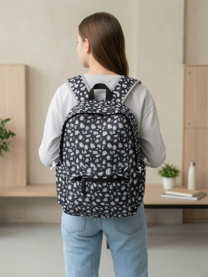 Mochila Juvenil Estampada con Bolsillo Frontal - Imagen 2