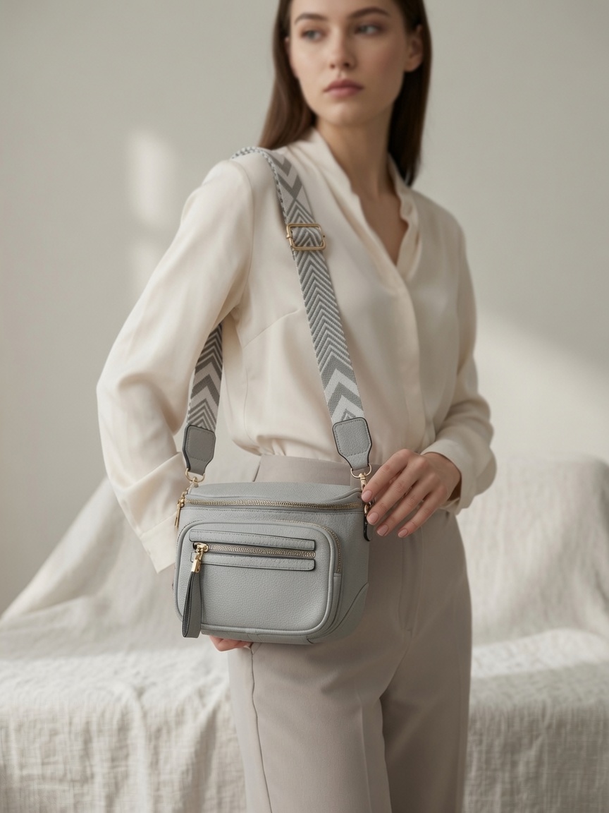 Cartera Bandolera Multicompartimento con Correa Ancha Regulable - Imagen 2