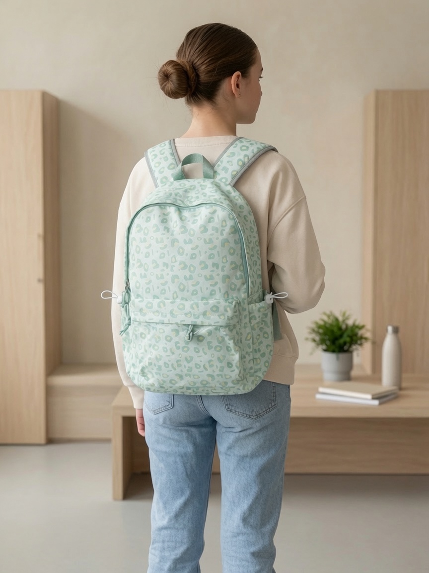 Mochila Juvenil Estampada con Bolsillo Frontal